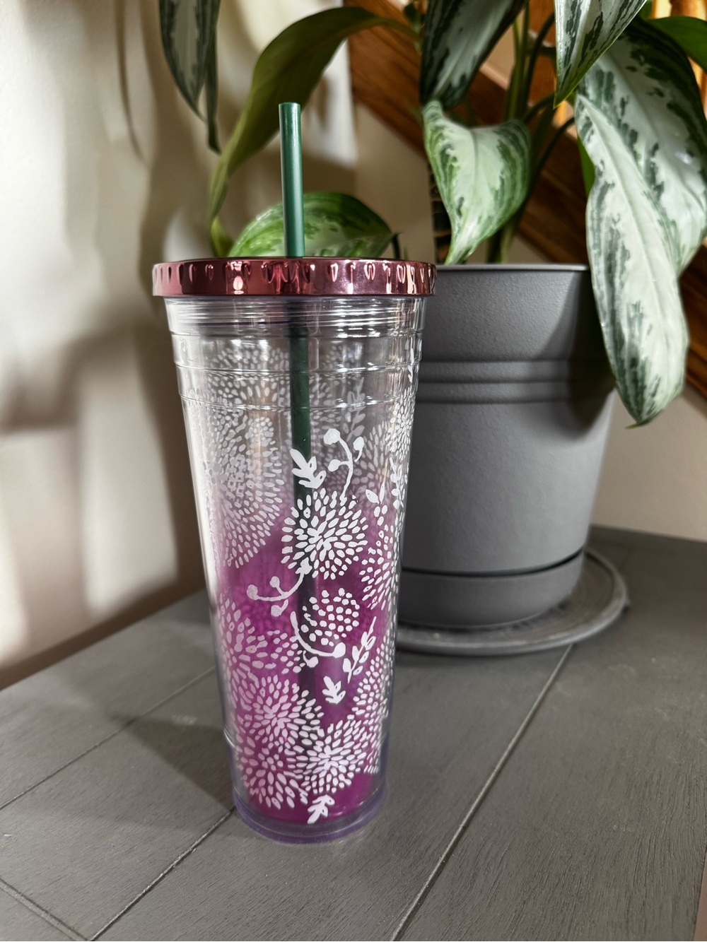 Starbucks Cold Cup Dandelion Blossom Floral 24 oz Venti Tumbler Acrylic 2012